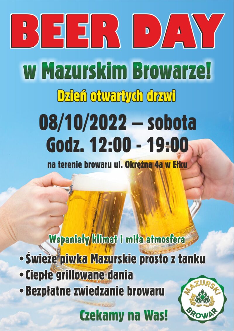 Zapraszamy na pierwszy BEER DAY w Mazurskim Browarze!